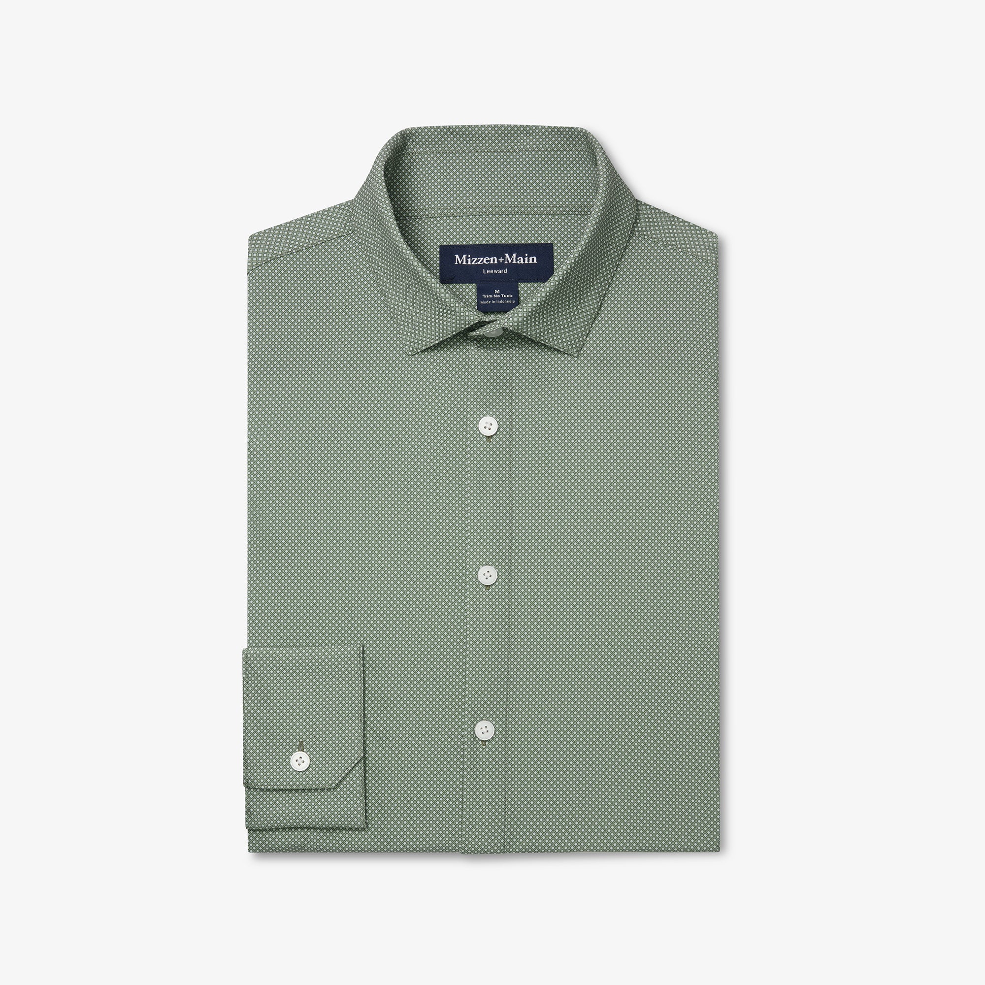 Image of Olive Pressed Diamond Leeward No Tuck Long Sleeve Dress Shirt