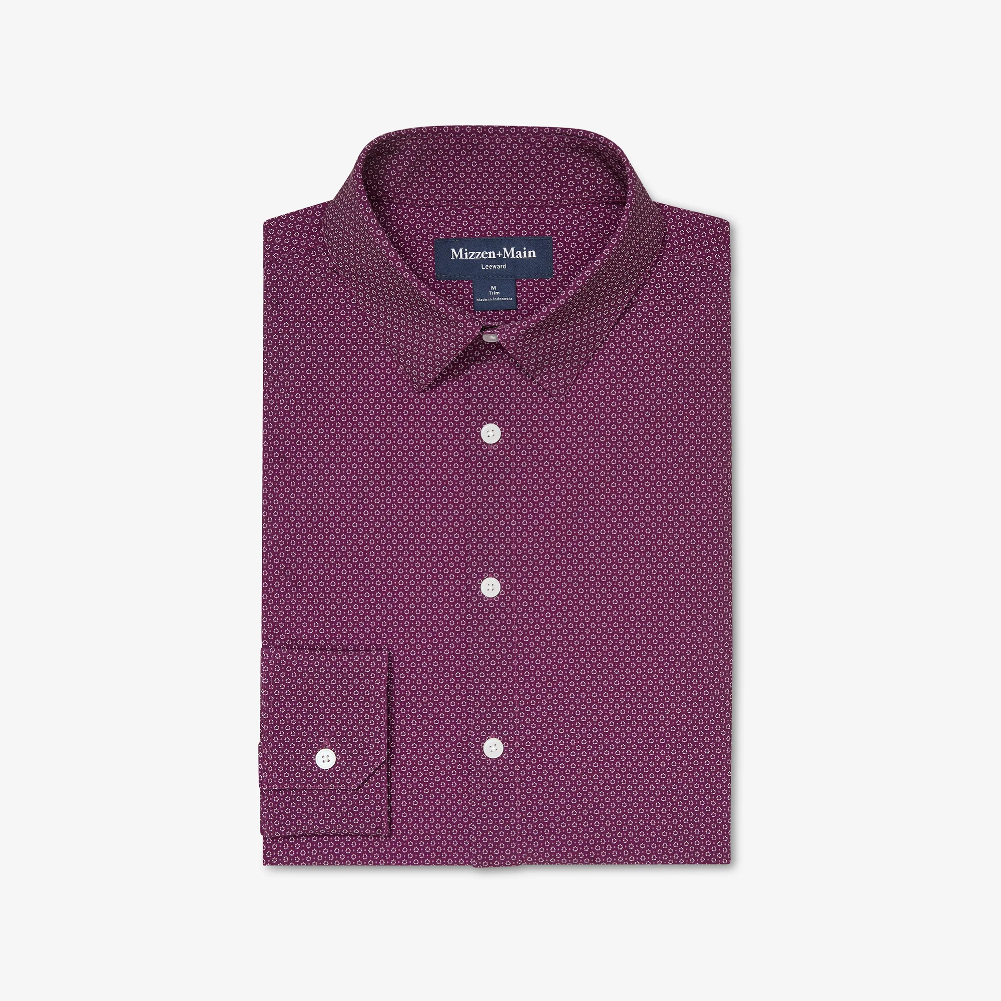 Image of Eggplant Geo Bloom Leeward Long Sleeve Dress Shirt