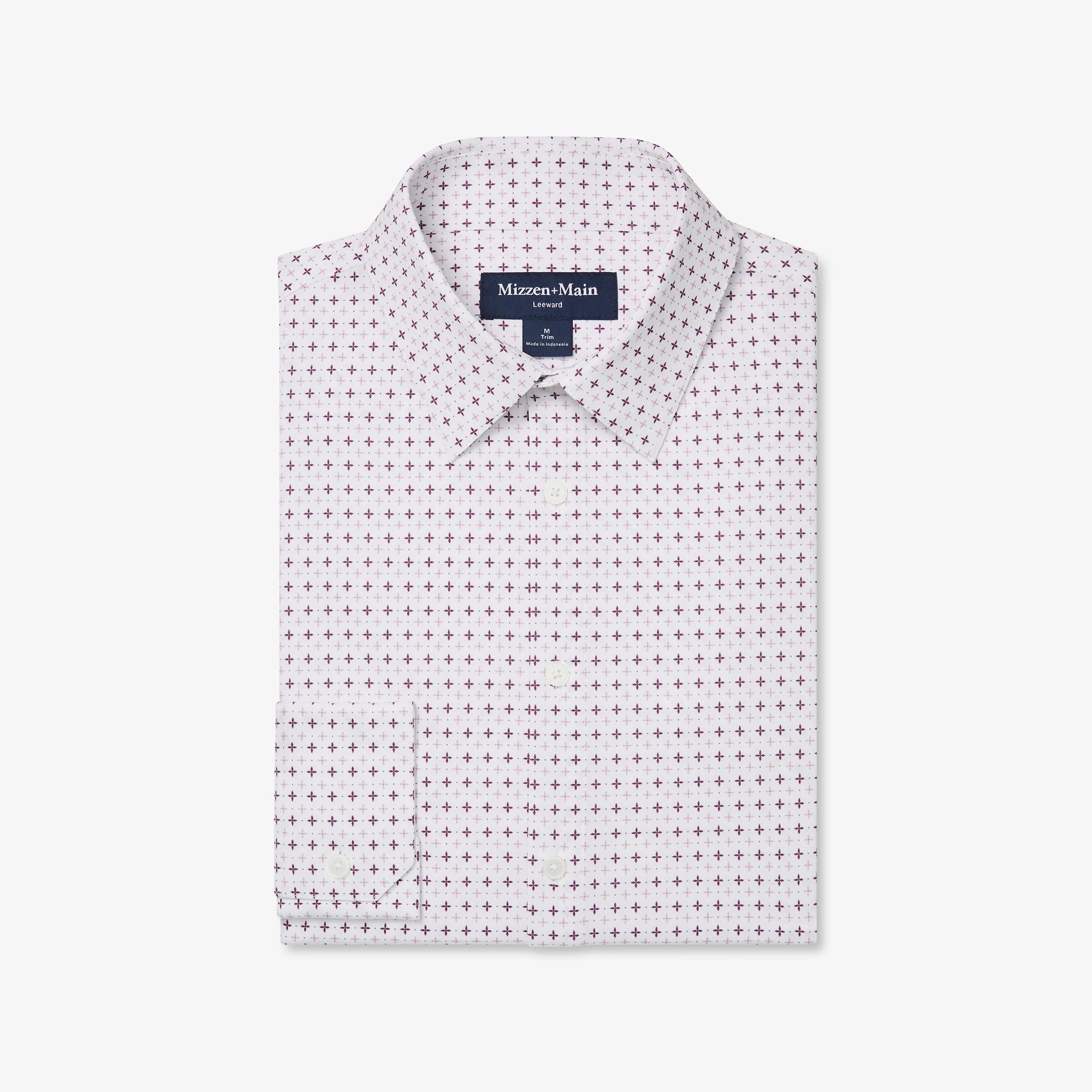 Image of Eggplant Hatch Mark Leeward Long Sleeve Dress Shirt