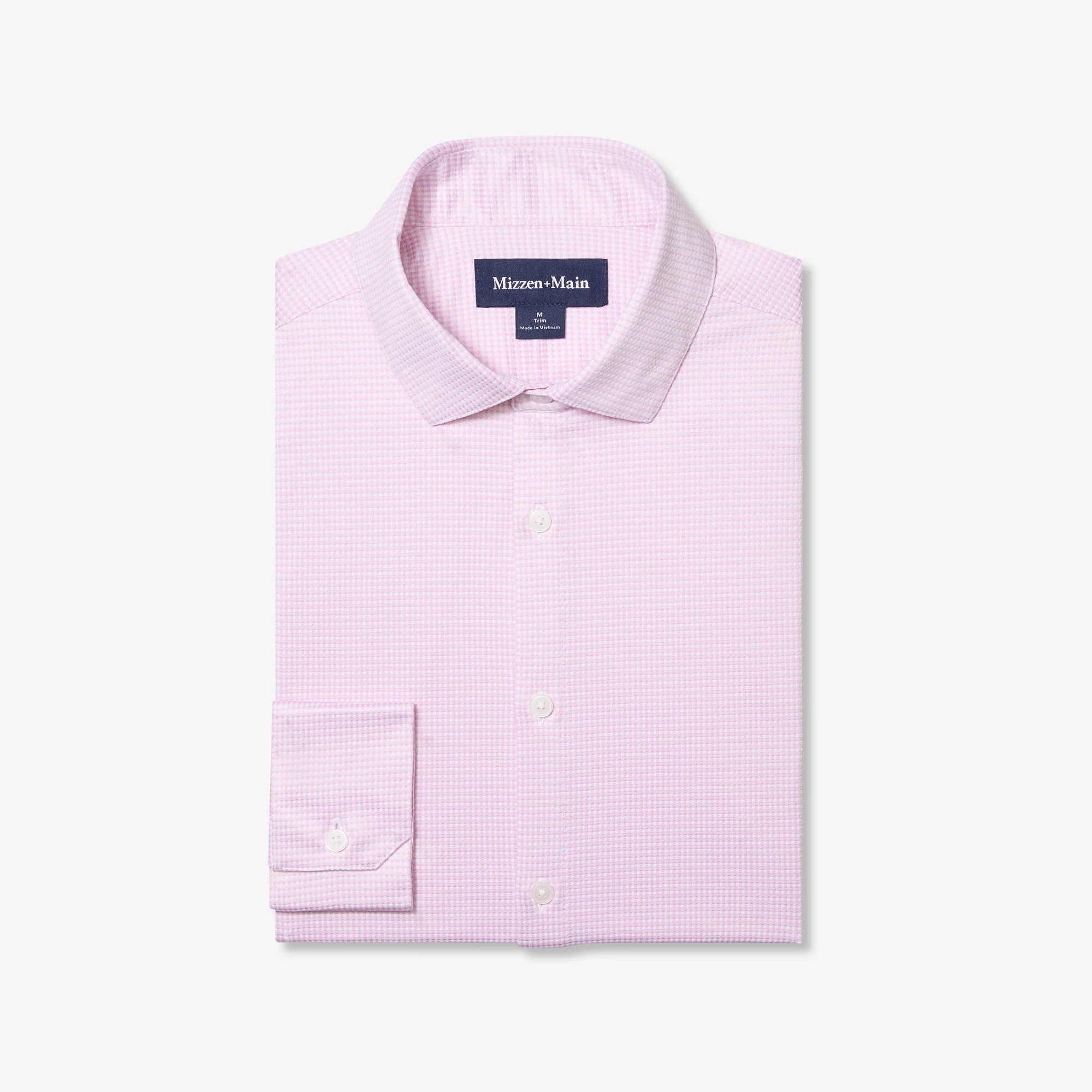 Image of Pink Salt Peter Gingham Halyard Long Sleeve Dress Shirt