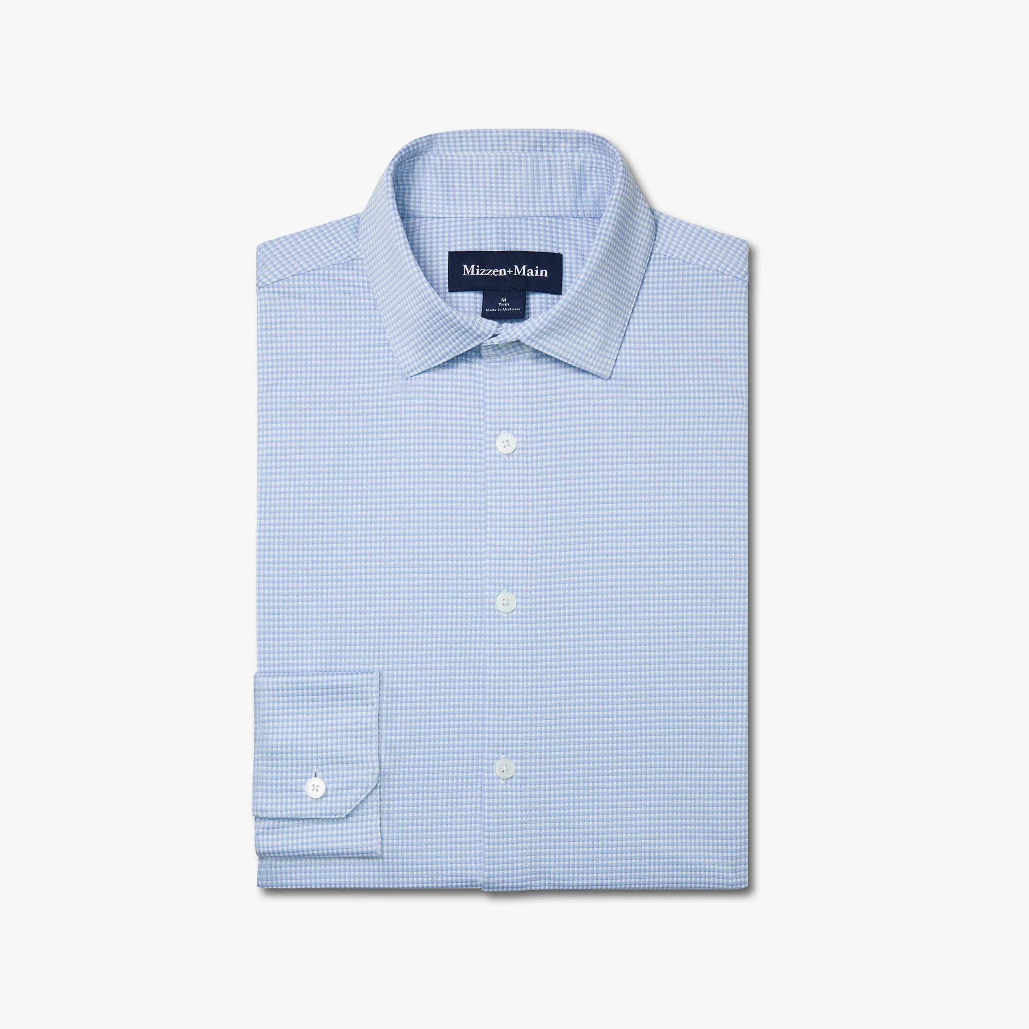 Image of Cloud Blue Peter Gingham Halyard Long Sleeve Dress Shirt