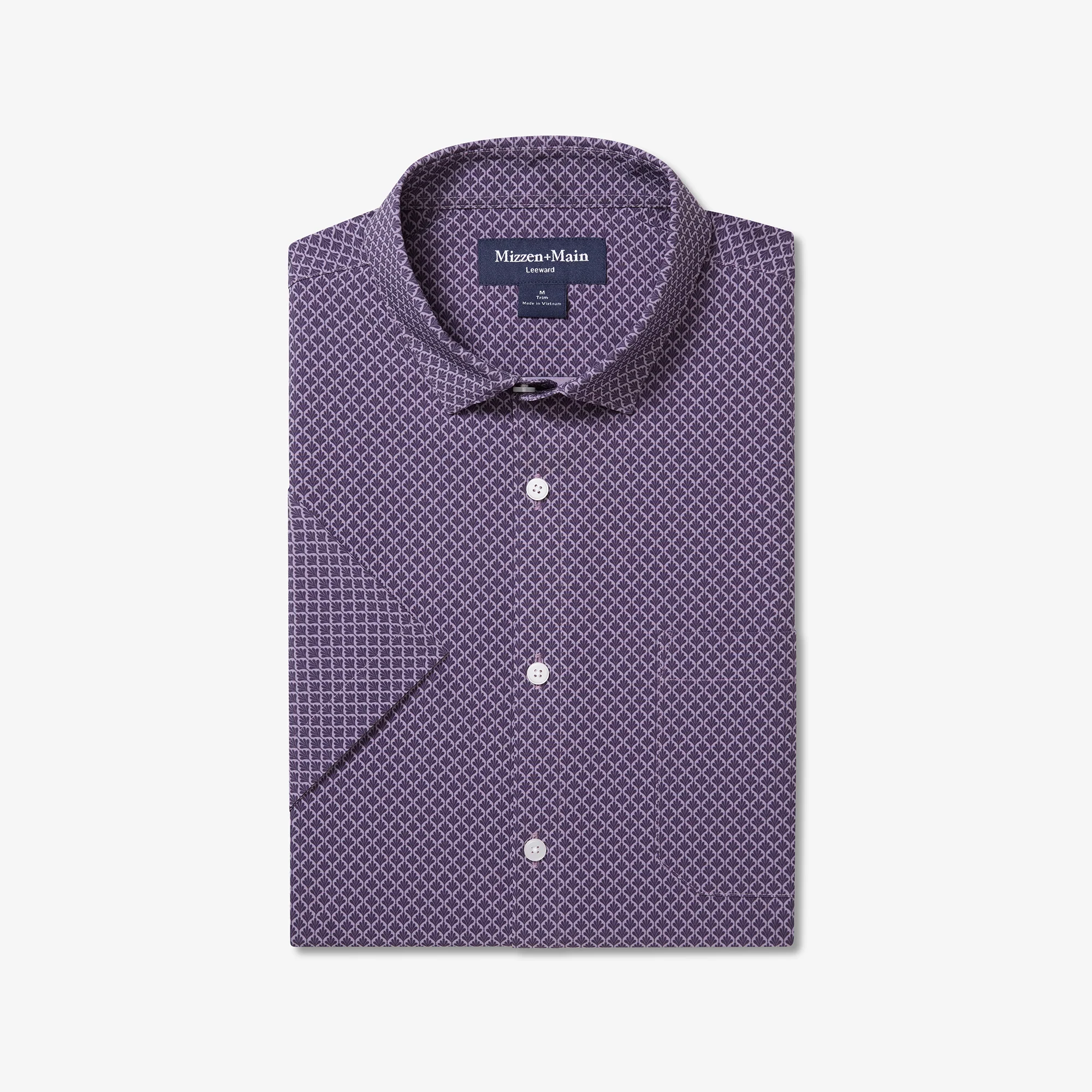 Image of Passion Purple Palm Shadow Leeward Short Sleeve Dress Shirt