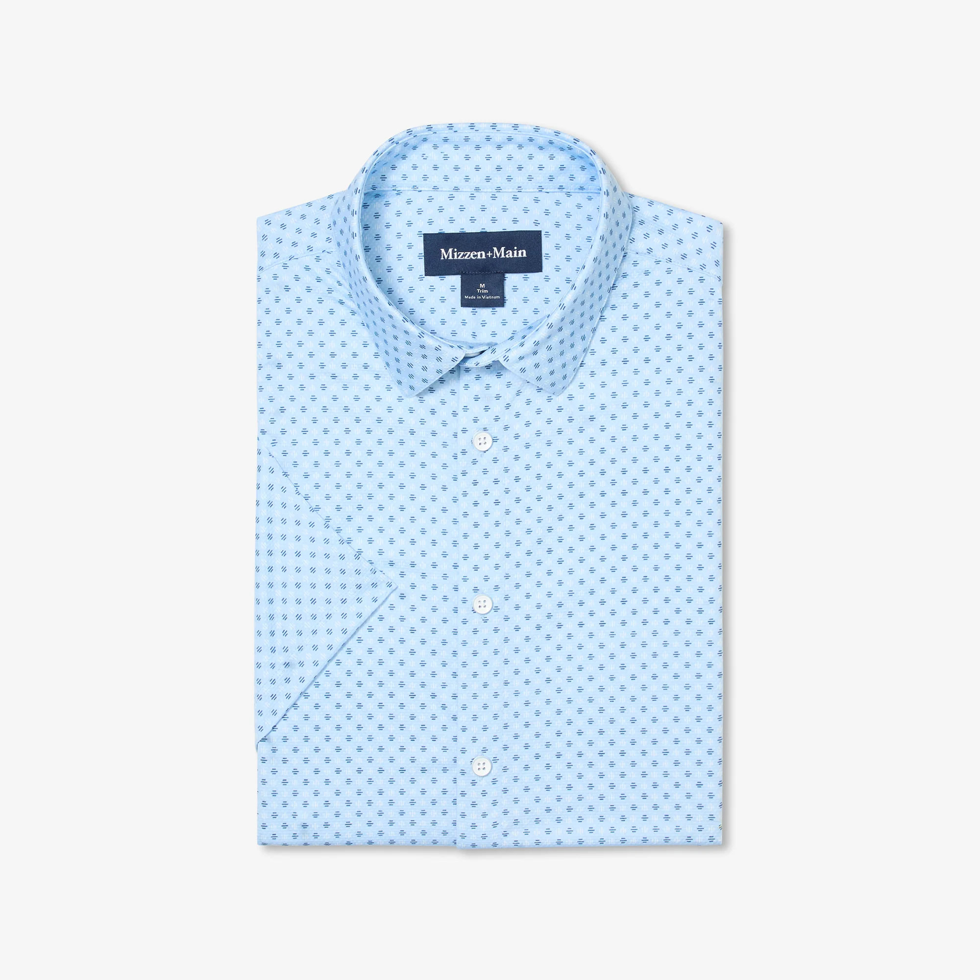 Image of Cloud Blue Circle Dash Halyard Short Sleeve Dress Shirt