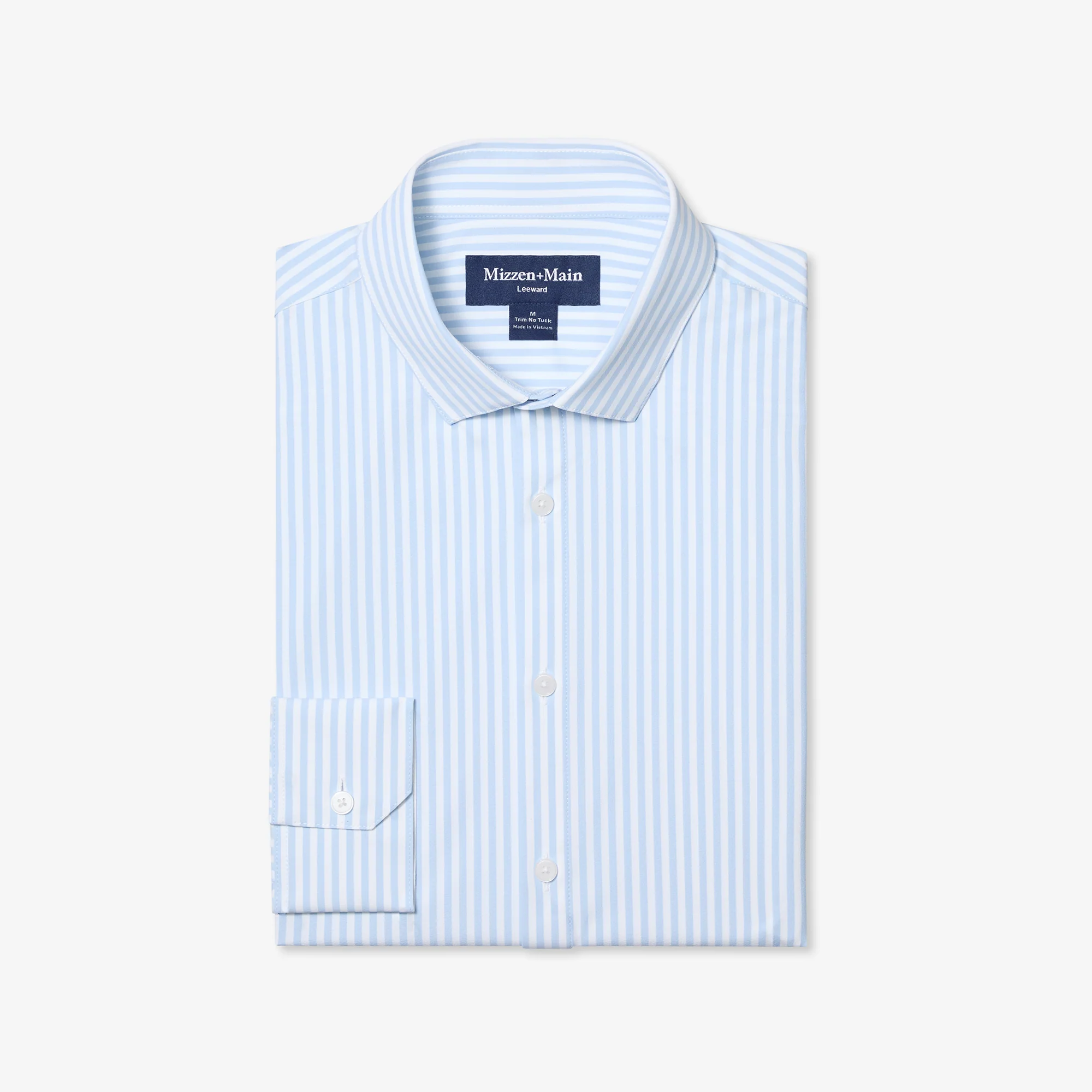 Image of Cloud Blue Bengal Stripe Leeward No Tuck Long Sleeve Dress Shirt