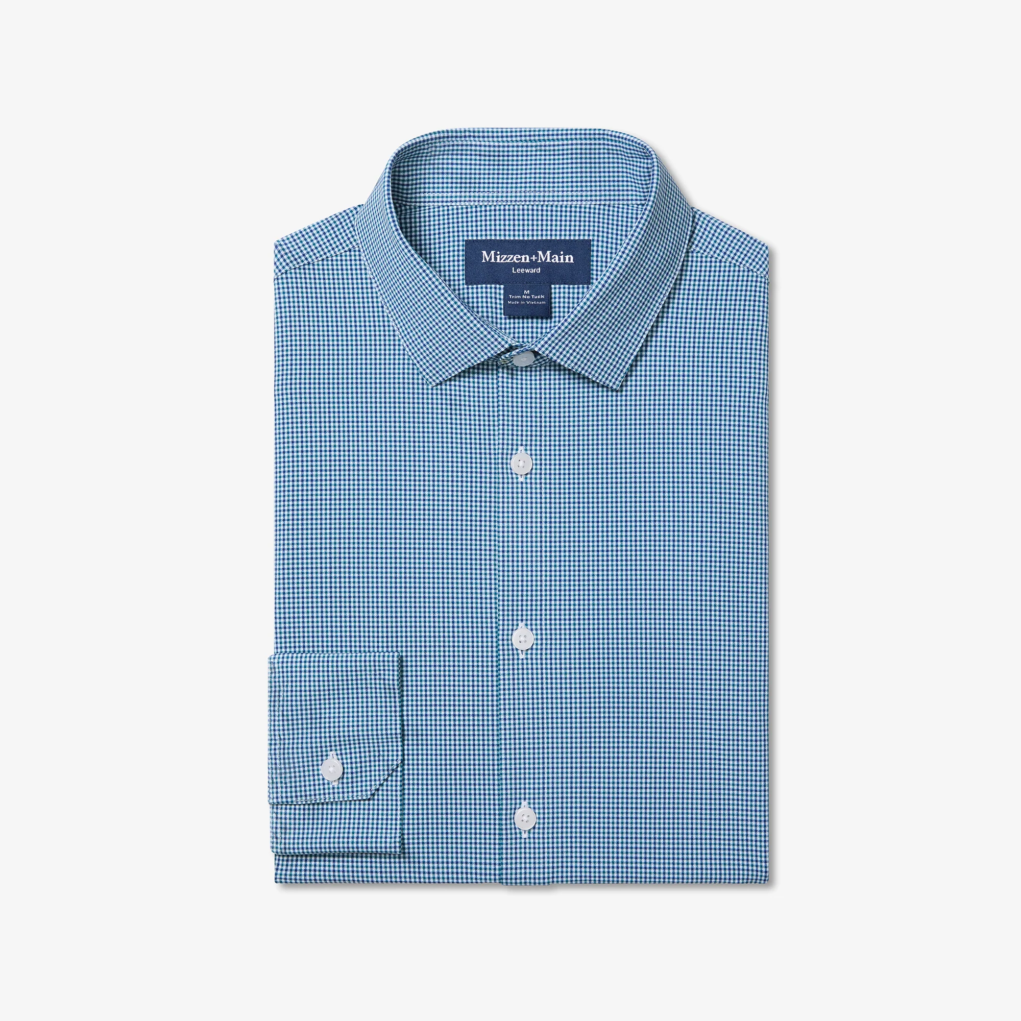 Image of Dark Teal Sam Plaid Leeward No Tuck Long Sleeve Dress Shirt