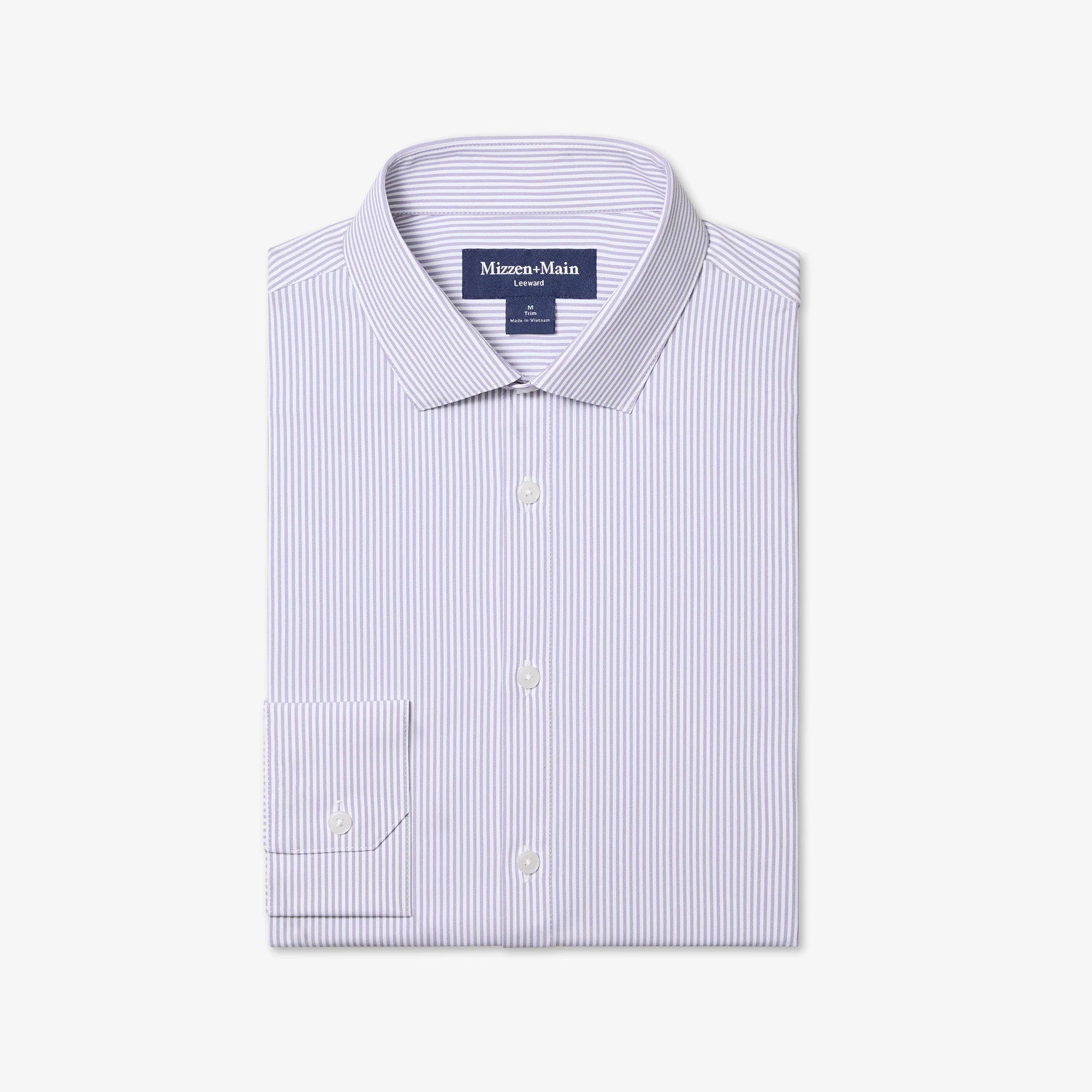 Image of Purple Dusk Banker Stripe Leeward Long Sleeve Dress Shirt