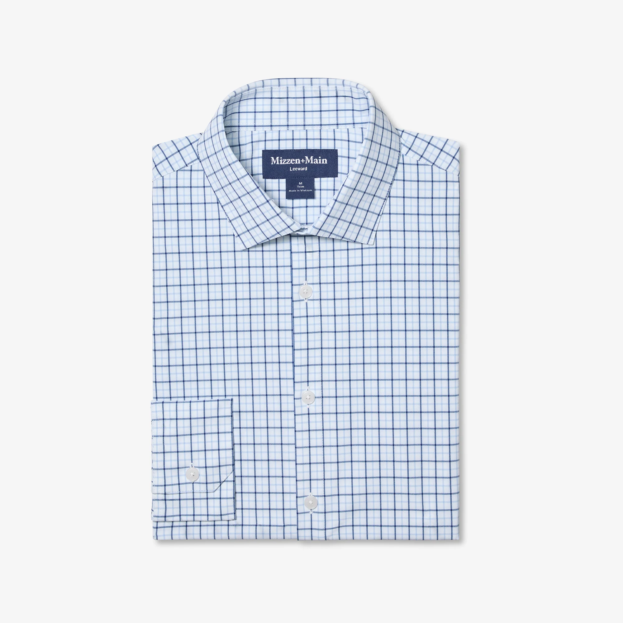 Image of Cloud Blue Wyatt Plaid Leeward Long Sleeve Dress Shirt
