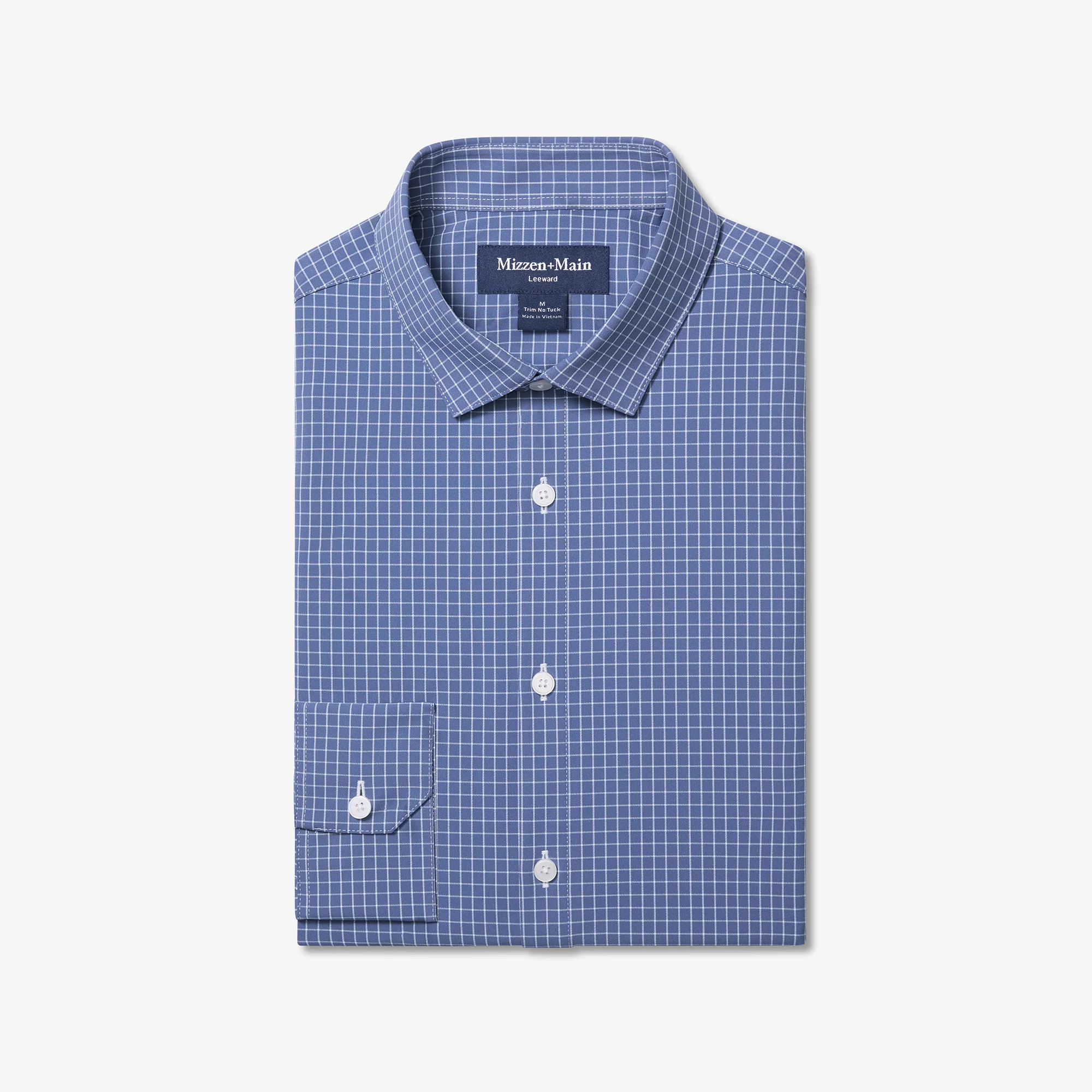 Image of Coastal Fjord Charles Grid Leeward No Tuck Long Sleeve Dress Shirt