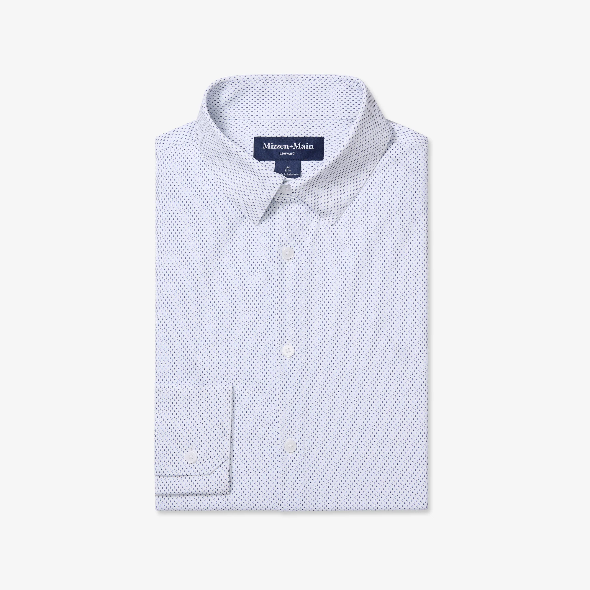 Image of White Diamond Shadow Leeward Long Sleeve Dress Shirt