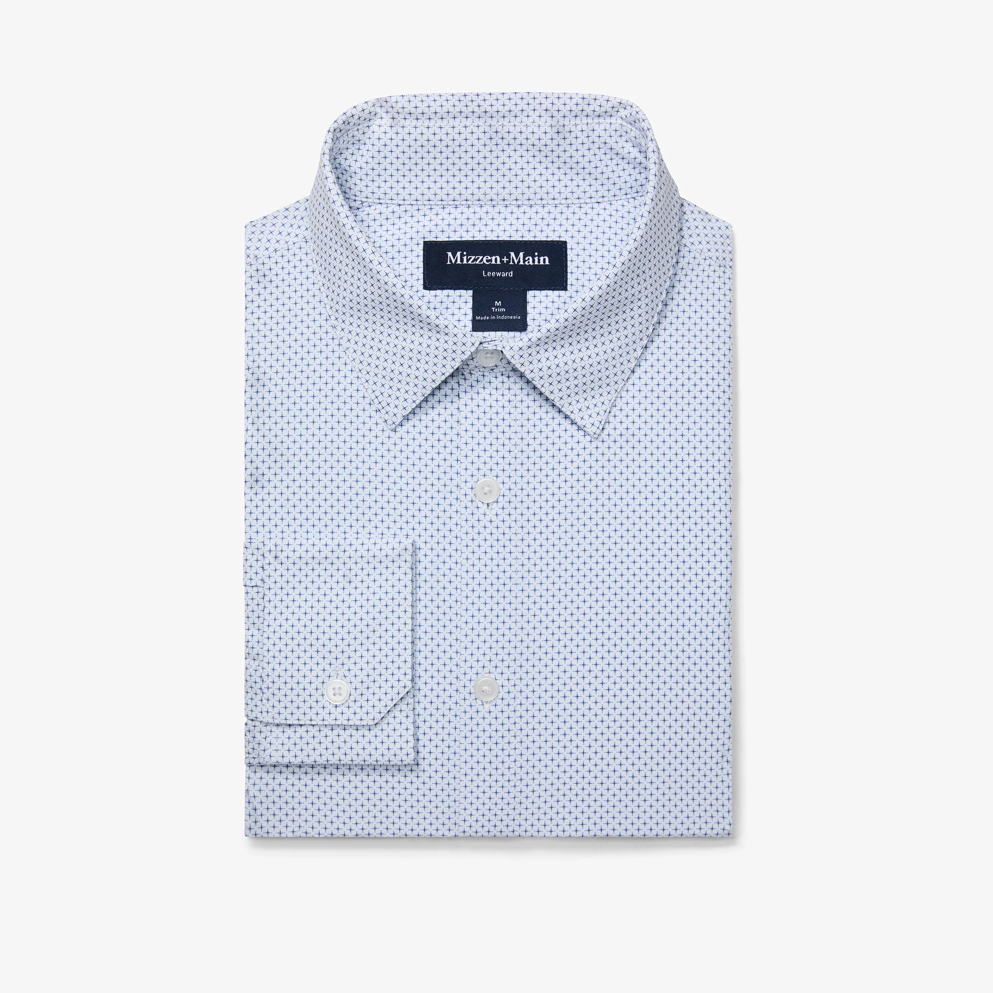 Image of White Plus Print Long Sleeve Dress Shirt