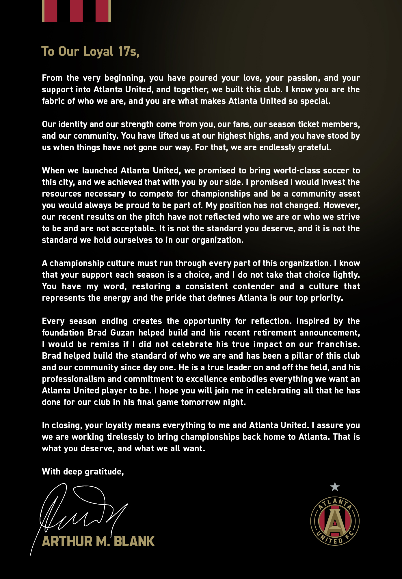 Brand Guzan Letter