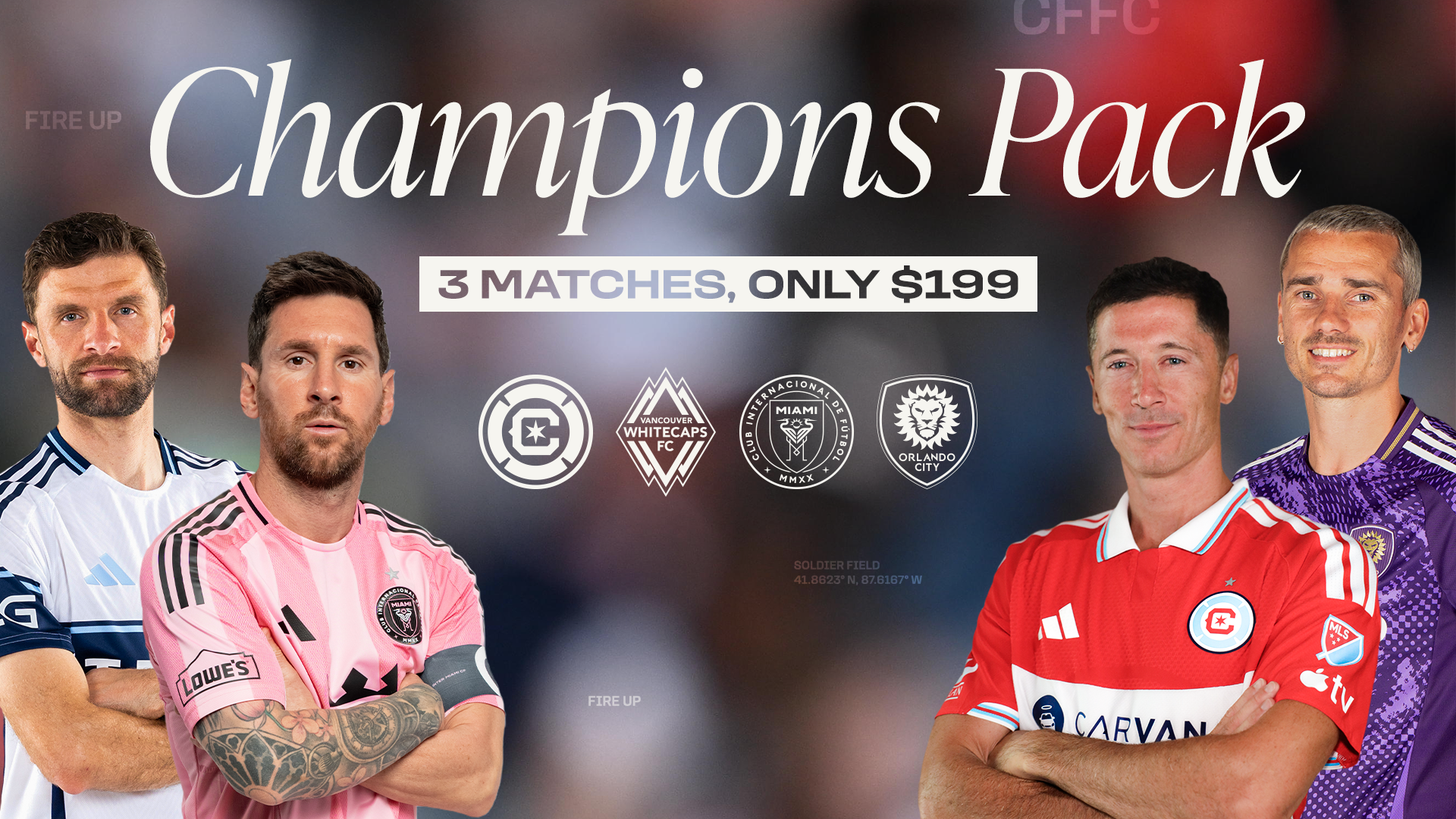 Champions Pack - 3 Matches, Only $199