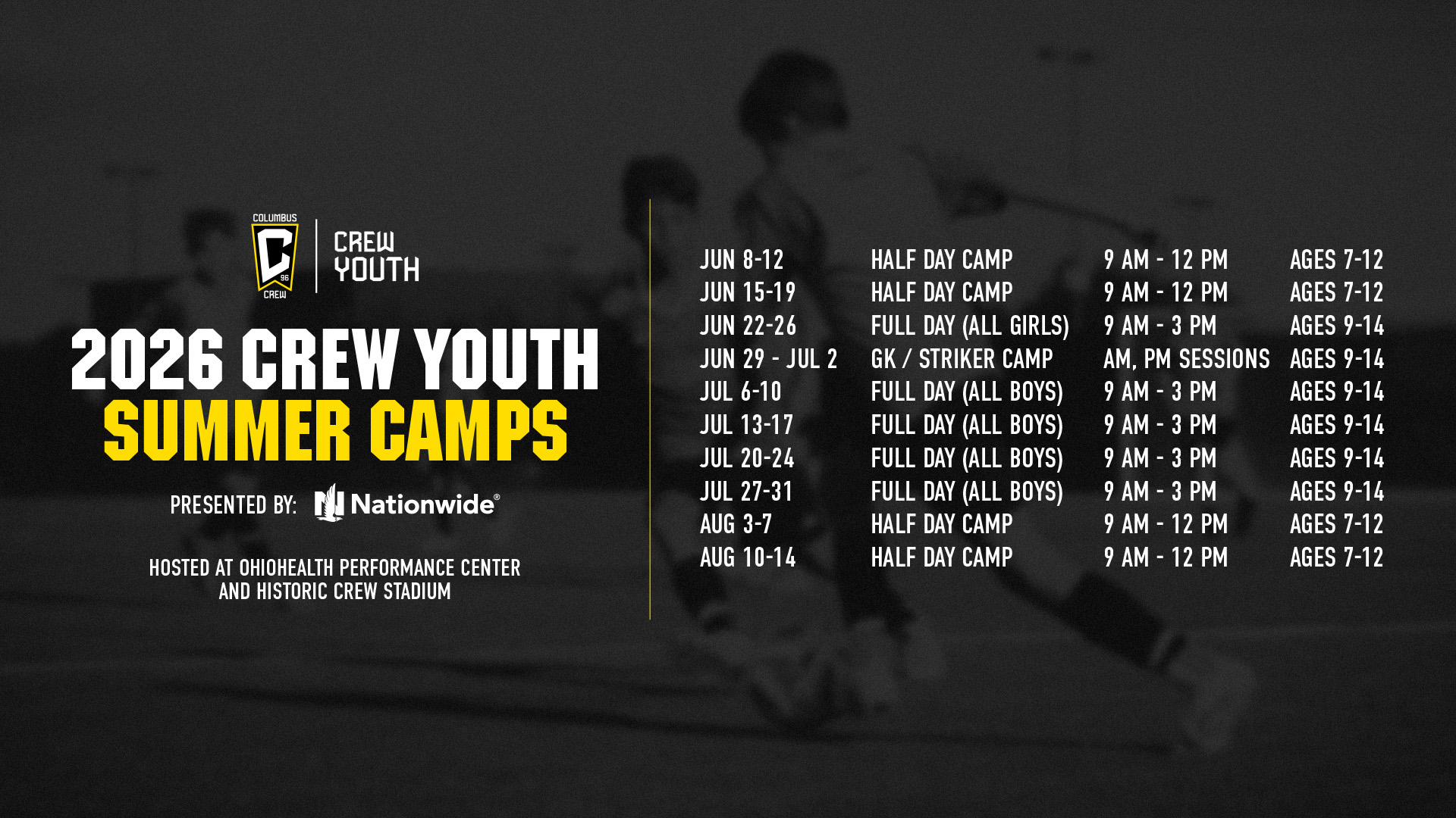 2026 Crew Youth Summer Camp Schedule