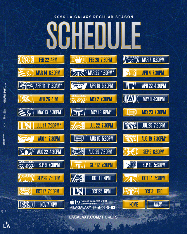 2026 LA Galaxy Regular Season Schedule