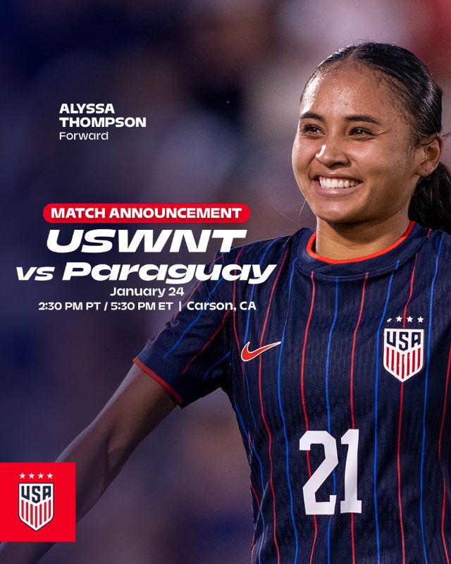 USWNT vs Paraguay on Jan. 24 at DHSP