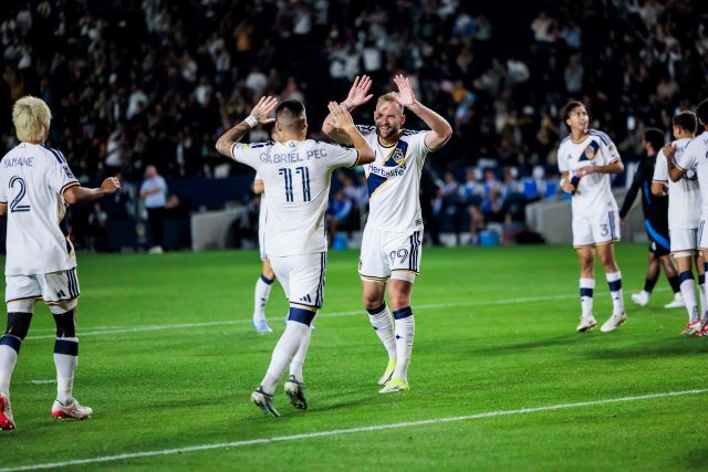 João Klauss and Gabriel Pec celebrate a goal against Charlotte FC