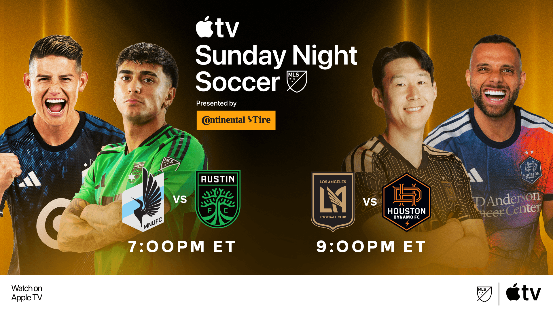 Sunday Night Soccer | Minnesota United vs Austin FC | 7:00pm ET - May 10, 2026 | LAFC vs Houston Dynamo FC | 9:00pm ET - May 10, 2026