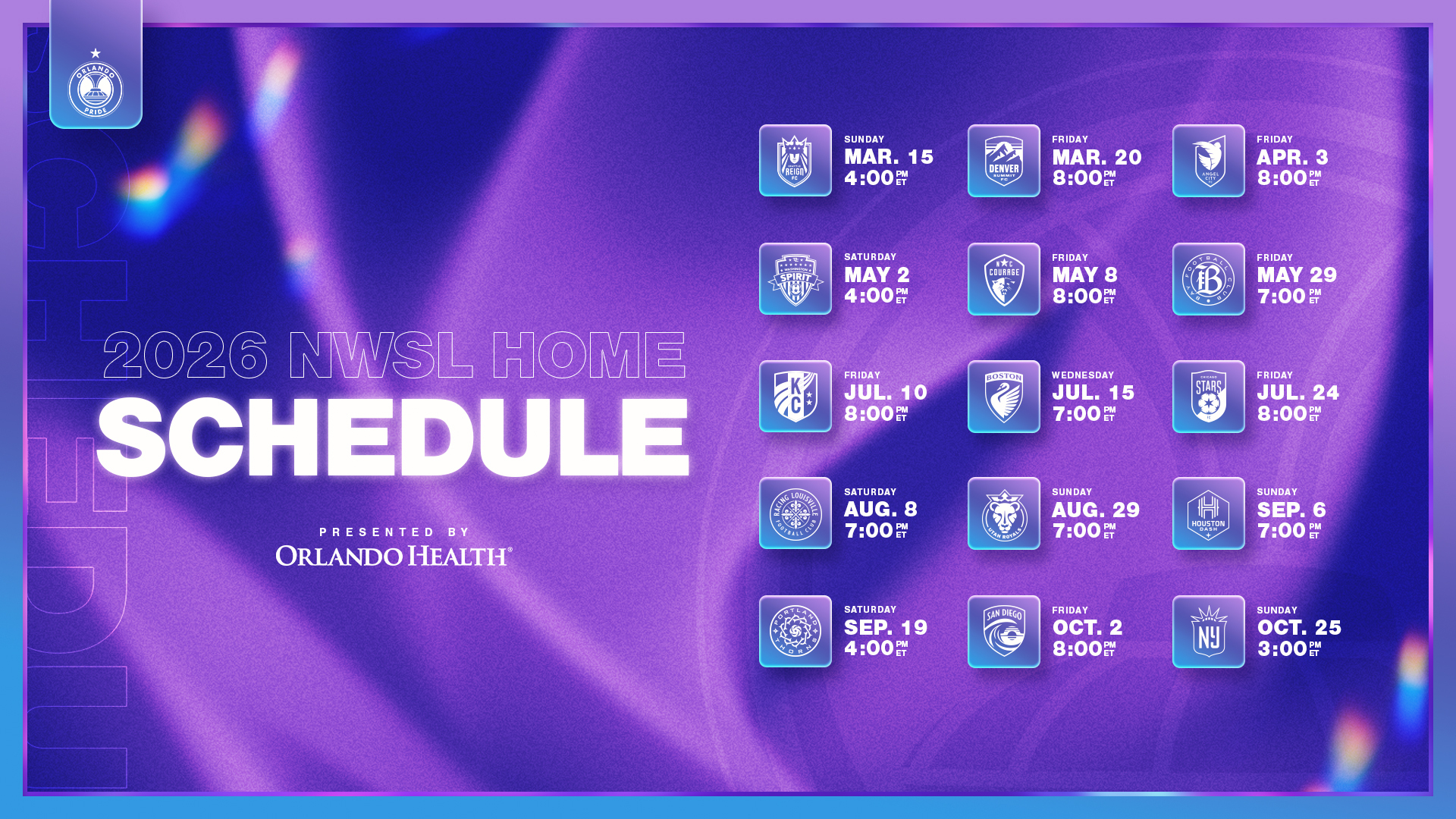2026 NWSL Home Schedule