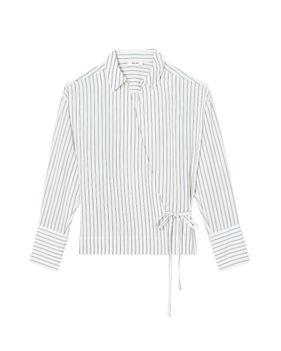 The Leona Wrap Top - Shadow Stripe