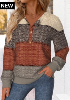 Multi Color Tummy Coverage Striped Long Sleeve Sweatshirt