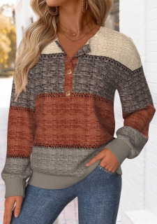 Multi Color Tummy Coverage Striped Long Sleeve Sweatshirt