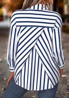 Navy Tummy Coverage Striped Long Sleeve Shirt