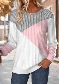 Multi Color Tummy Coverage Long Sleeve Round Neck Sweatshirt