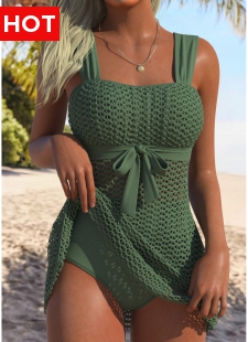 Sage Green Mid Waisted Tankini Set