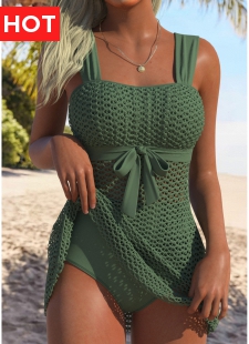 Sage Green Mid Waisted Tankini Set