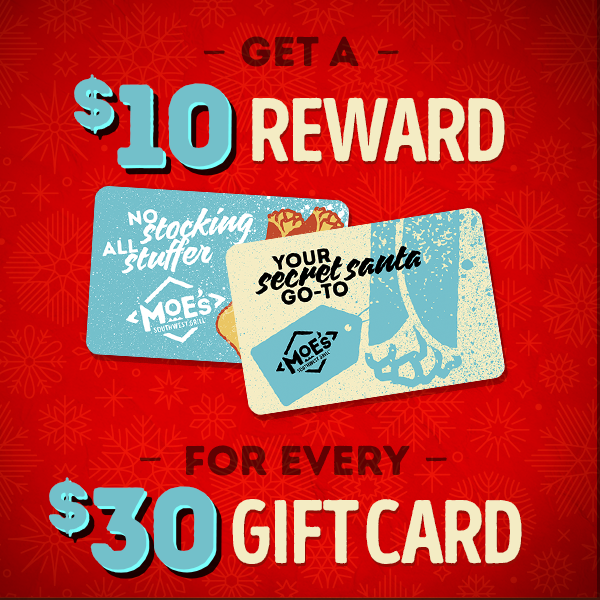 Get a $10 Reward for every $30 Gift Card
