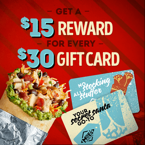 Get a $15 Reward for ever $30 Gift Card