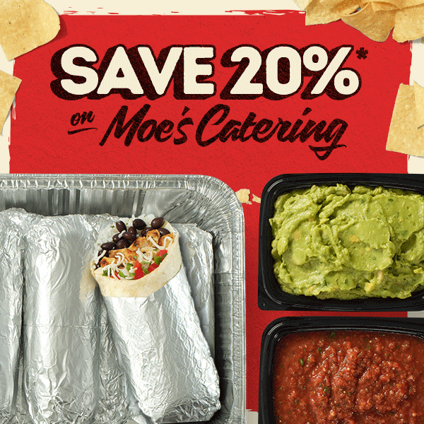 Save 20% on Moe's Catering.