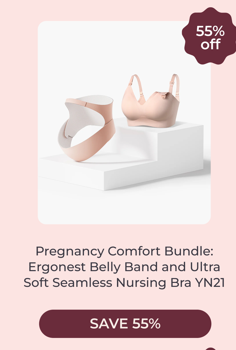 Pregnancy Comfort Bundle: Ergonest Belly Band and Ultra Soft Seamless Nursing Bra YN21