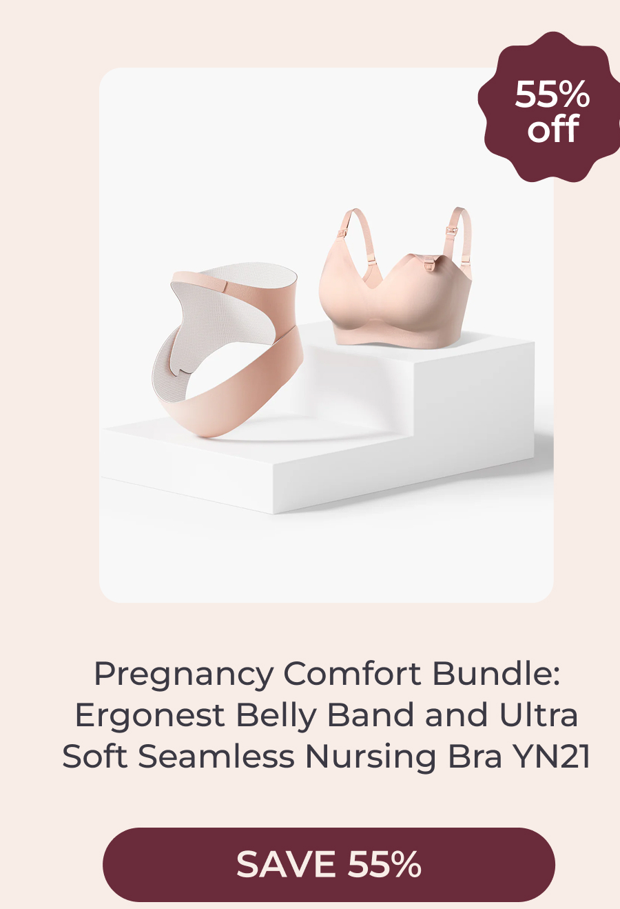 Pregnancy Comfort Bundle: Ergonest Belly Band and Ultra Soft Seamless Nursing Bra YN21