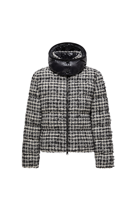 Andronne Tweed Hooded Short Down Jacket