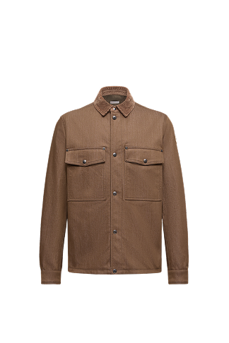 Denim Corduroy-Trimmed Shirt Jacket