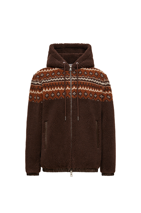 Geometric Jacquard Wool Blend Hoodie