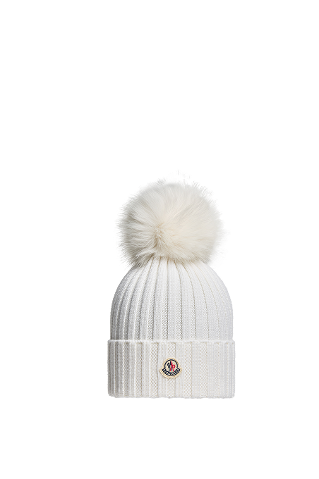 Wool Beanie with Faux Fur Pom Pom