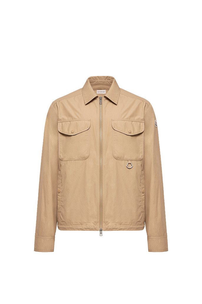 Cotton Poplin Long Sleeve Zip-Up Shirt