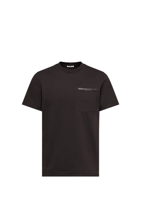 Leather-Trimmed Cotton T-Shirt