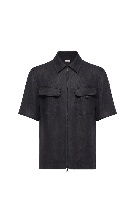 Linen Twill Short Sleeve Zip-Up Shirt