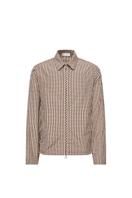 Vichy Cotton Blend Zip-Up Shirt Jacket
