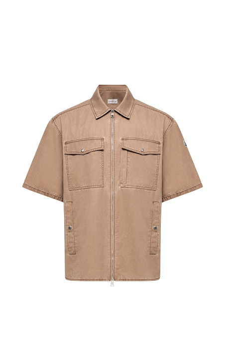 Short Sleeve Cotton Zip-Up Shirt