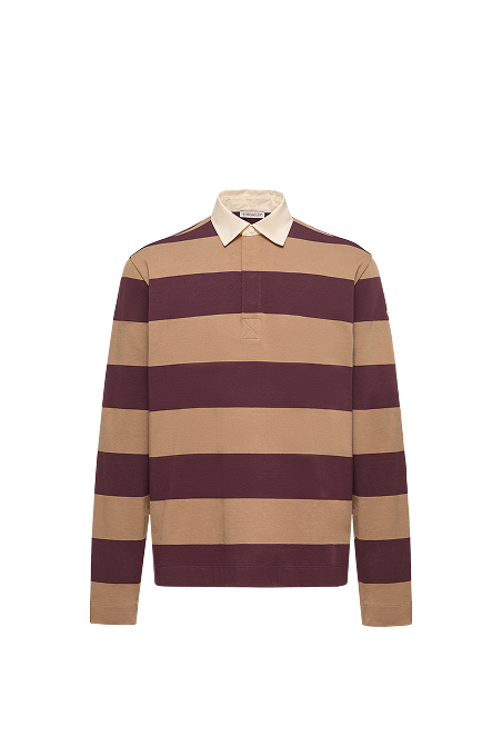 Striped Cotton Long Sleeve Polo Shirt