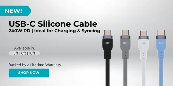 New (tag) USB‑C to USB‑C Silicone Cables Ultra Flexible, USB 2.0, 240W PD Available in: 3ft | 6ft | 10ft Shop Now