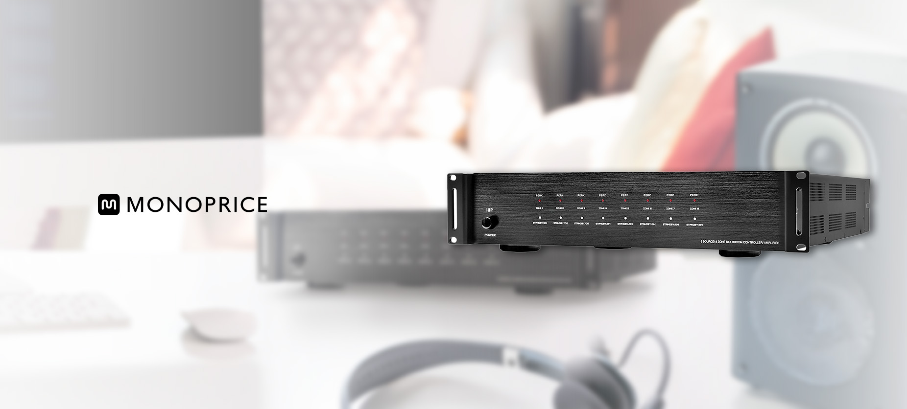 8-Zone Home Audio Multizone Controller and Amplifier