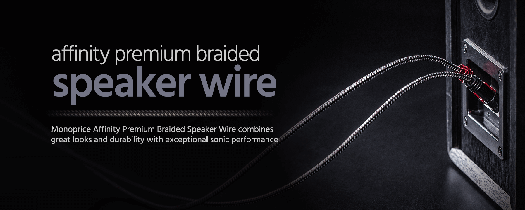 Monoprice Speaker Wire, Braided with Banana Plugs, 2-Conductor, 14AWG, 25ft