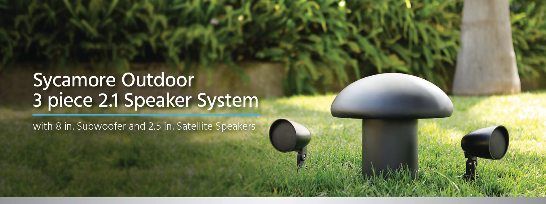 Monoprice Sycamore Outdoor 2.1 Speaker System with 8in Subwoofer and 2.5in Satellites (3 piece)