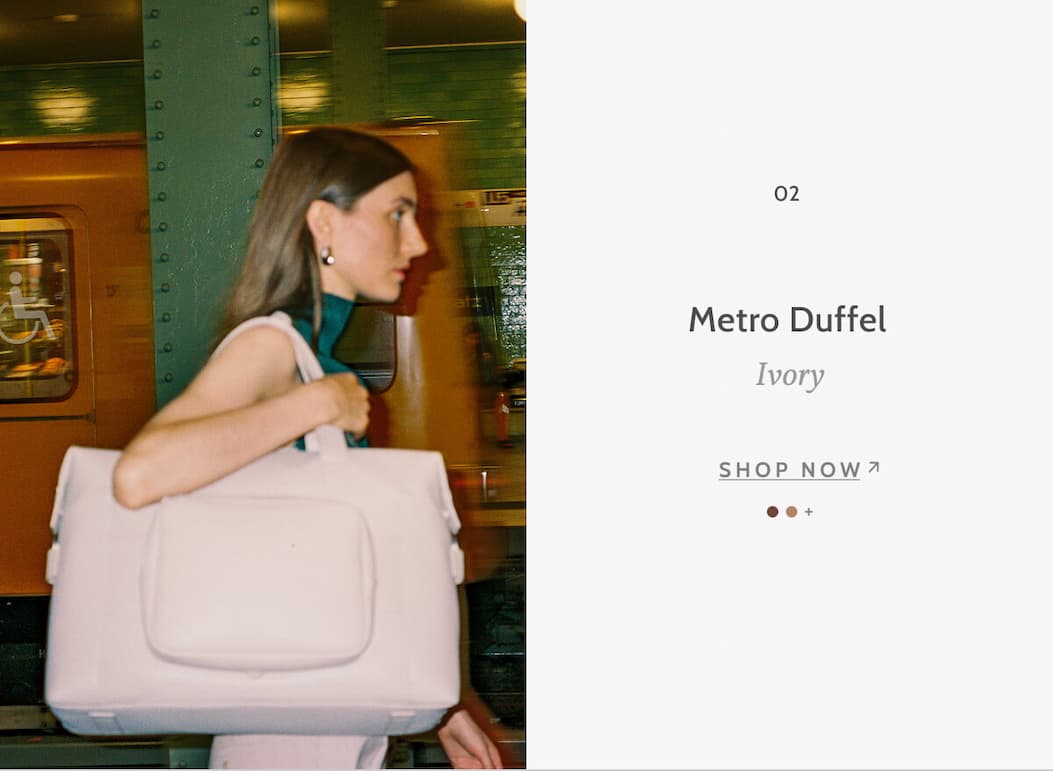 02. Metro Duffel. Ivory. Shop now.