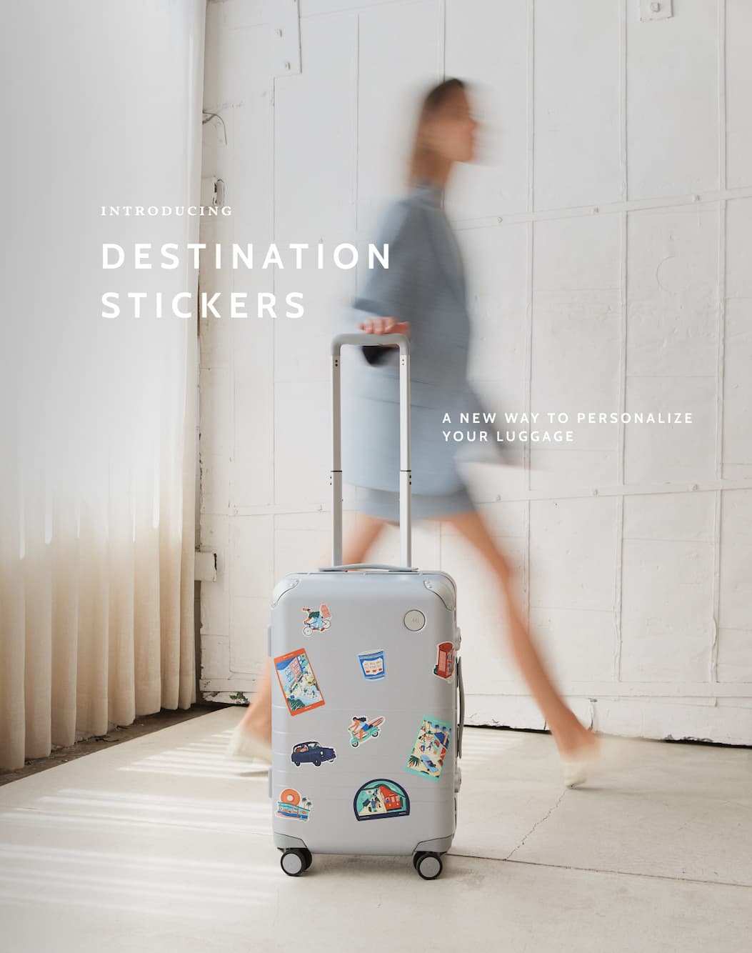 Introducing. Destination Stickers. A new way to personalize your luggage.